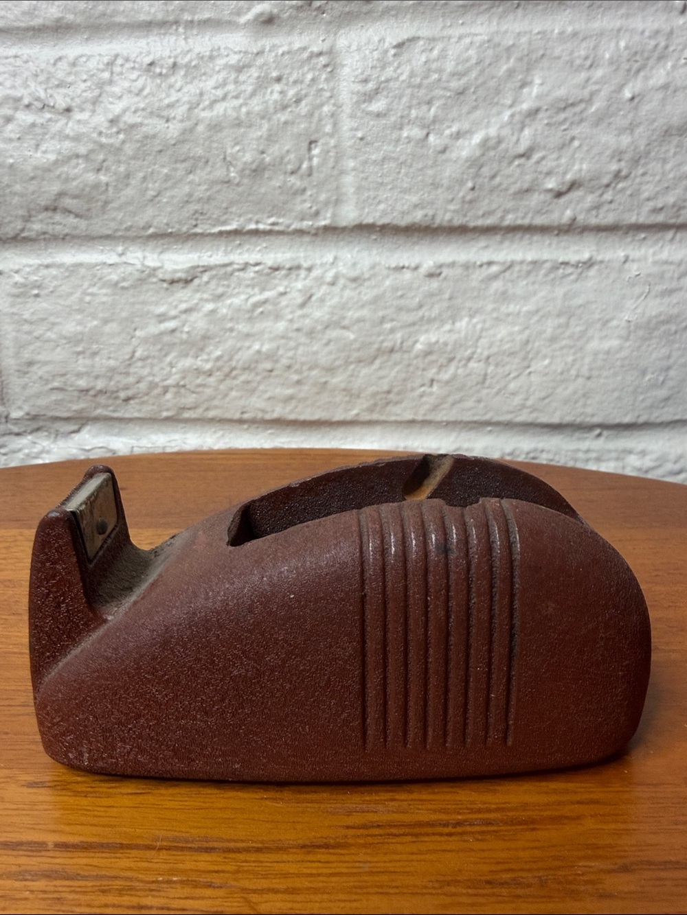 Vintage 1940s Cast Iron Whale Tape Dispenser Red